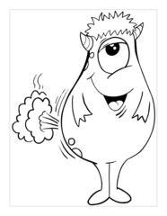 Selbstklebende Fototapeten Farting Monster Coloring Page Vector Illustration Art © Blue Foliage