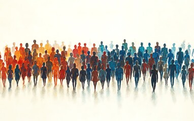 Naklejka premium A colorful crowd of diverse people forming a human silhouette