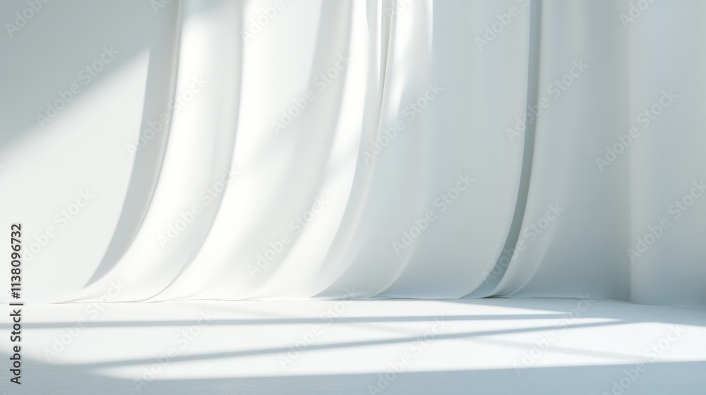Poster Abstract Light Patterns Translucent Curtains and Soft Shadows in Minimalist Space