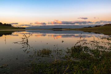 sunset over the river