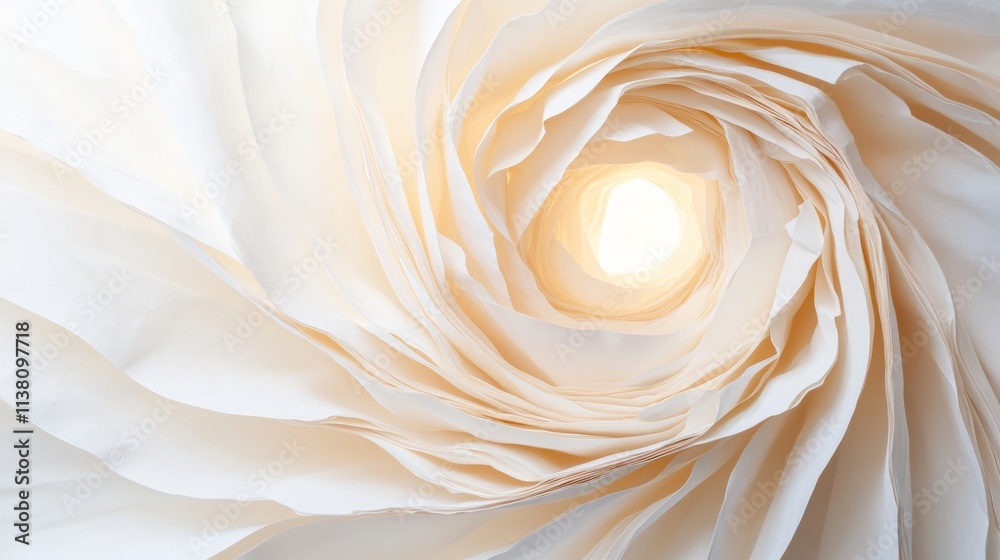 Poster surreal spiral of glowing pages in dim study space