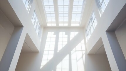 Obraz premium minimalist interior with open ceiling and natural light, clean and elegant architecture, serene and modern atmosphere, minimalist concept