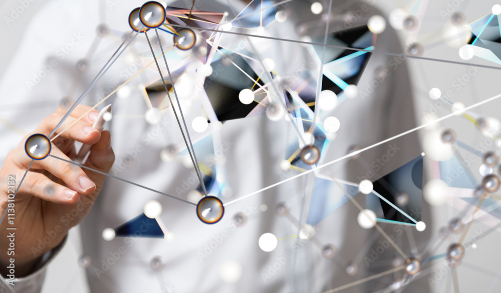 Poster conference digital network and data concept 3d