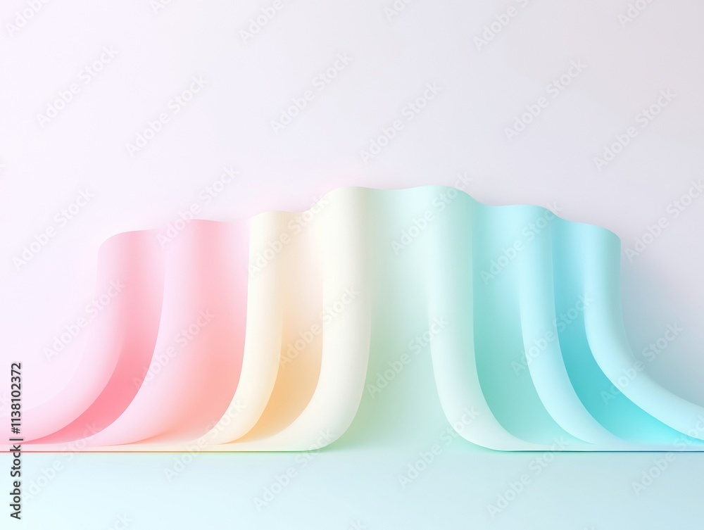 Poster Pastel Curves and Lines Overlapping in Minimalist Abstract Style
