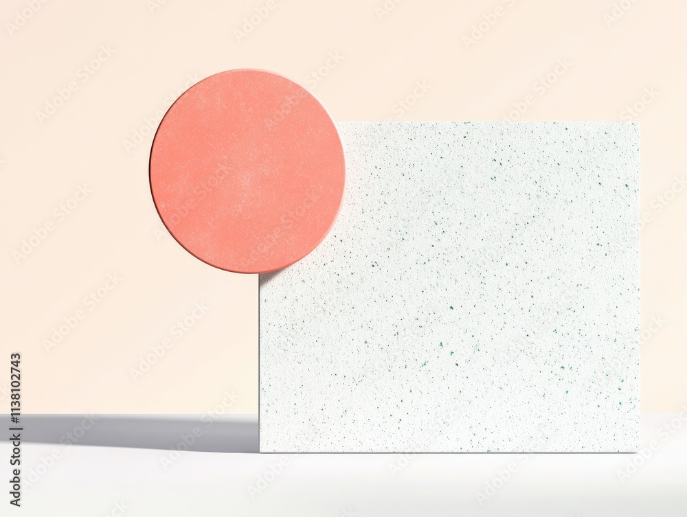 Aufkleber minimalist geometric abstract with pastel shapes and subtle shadows