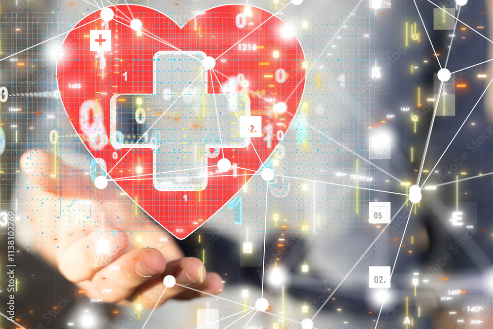 Poster digital medical futuristic interface 3d rendering