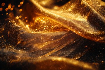 Glistening Gold Fabric with Sparkling Texture
