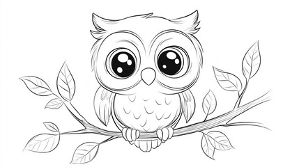 A cute cartoon owl with big eyes.