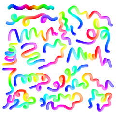 3D Lines Vector, Rainbow 3D Lines