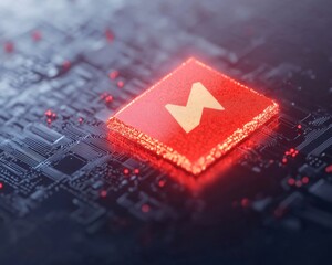 Glowing Red Alert Icon on Digital Interface Cyber Threat Awareness