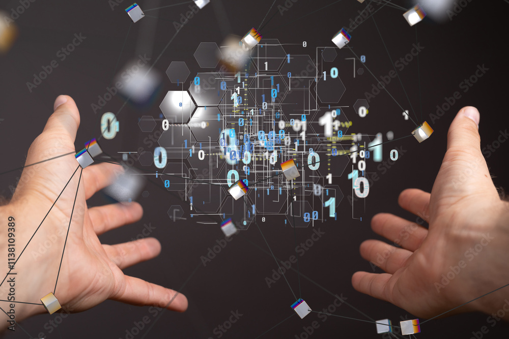Poster Big data visualization background.Abstract technology