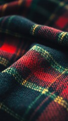 Cozy Red and Green Plaid Fabric Detail