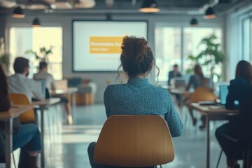 Fototapeta premium people attending a presentation in a modern office space