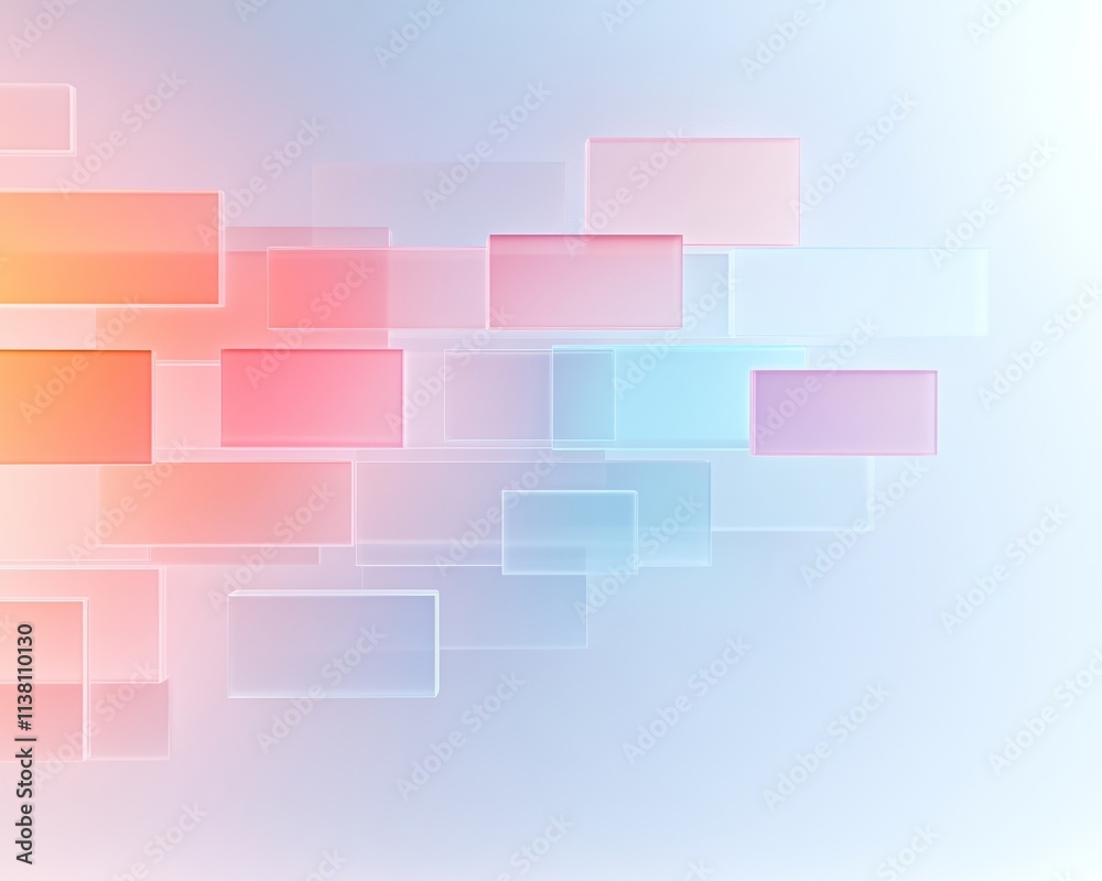 Leinwandbilder Floating Translucent Rectangles in Muted Colors Conveying Abstract Geometry and Digital Connectivity