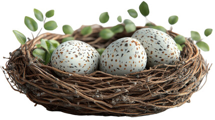 Fototapeta premium nest with eggs isolated on white background