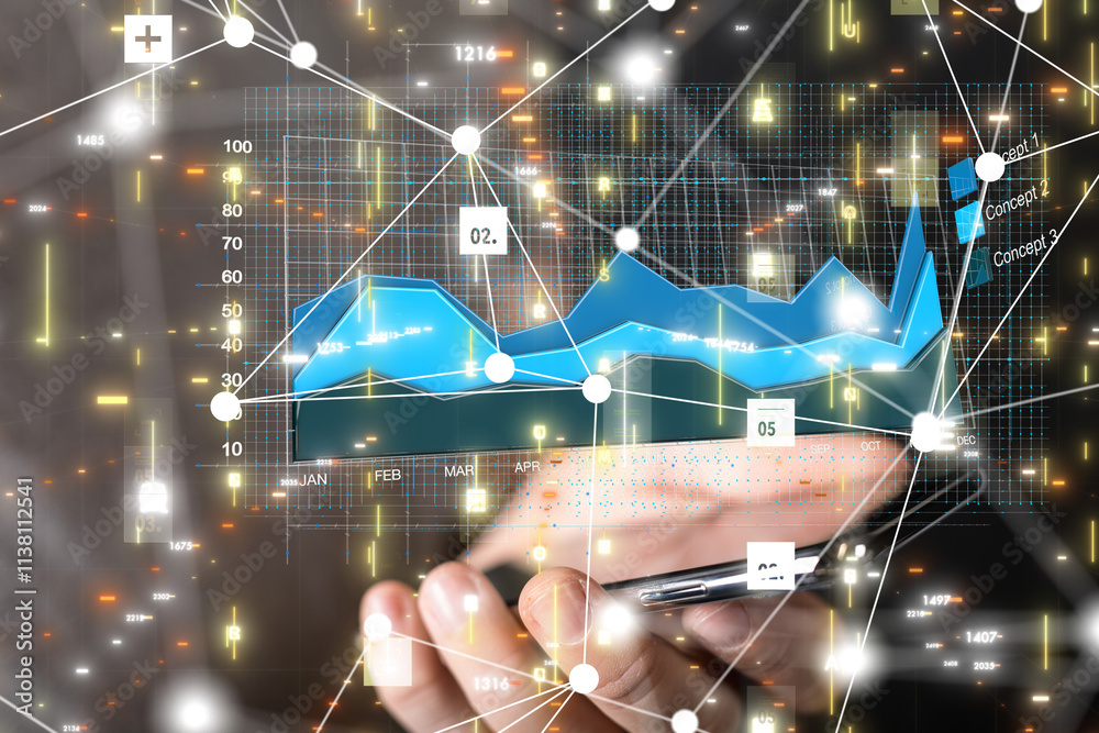Poster diagram futuristic wave, futuristic data stream