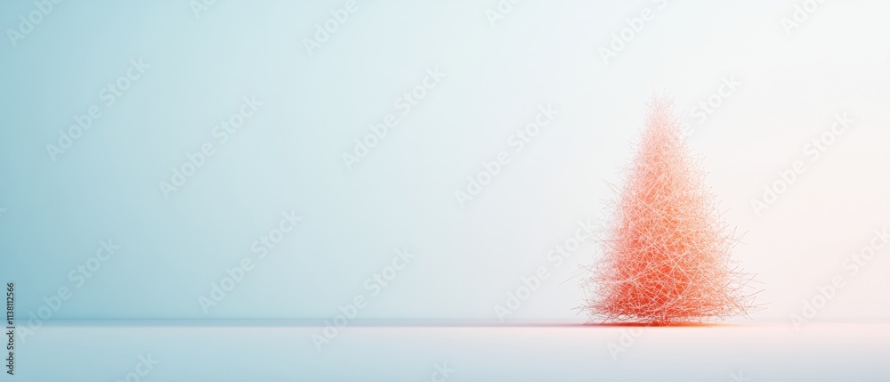 Poster modern abstract wireframe christmas tree against minimalist white background