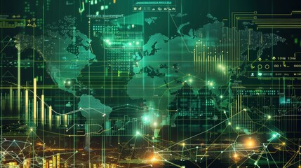 Impact of trade tariffs on global markets, showing customs regulations, world map, import/export goods, and financial analysis, illustrating how new duties and taxes affect international trade and com