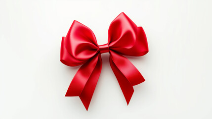 Fototapeta premium Elegant red ribbon bow on a white background