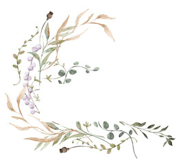 Watercolor winter frame