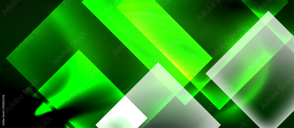 Aufkleber glass squares with neon shiny light abstract background