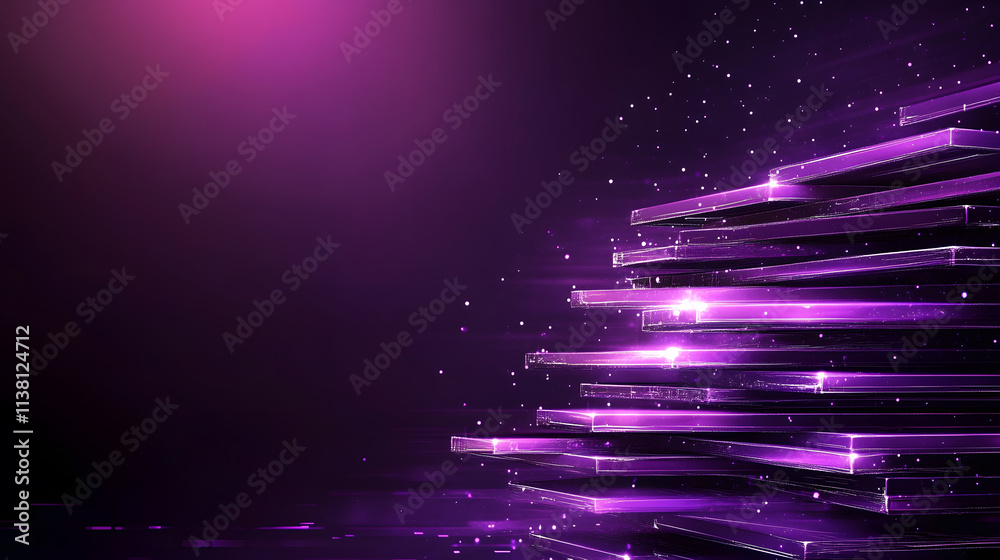 Poster A vibrant purple abstract background with layered light effects and sparkling particles, creating a dynamic and modern aesthetic