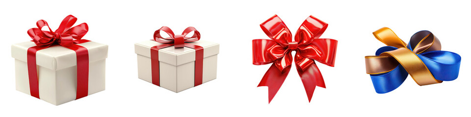 Obraz premium Beautifully Wrapped Gifts with Bows and Ribbons for Holidays and