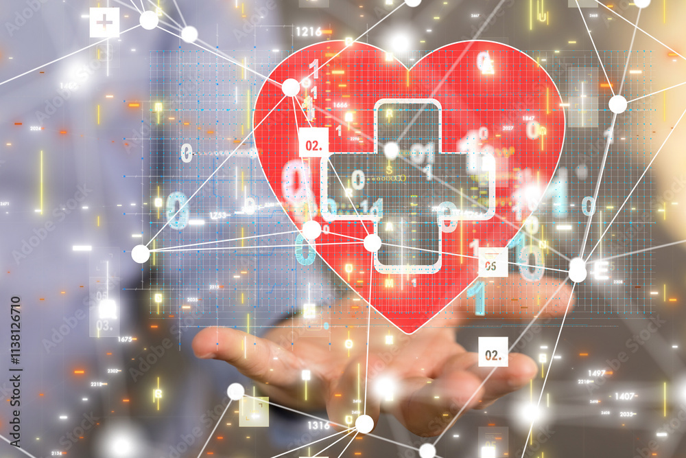 Poster digital medical futuristic interface 3d rendering