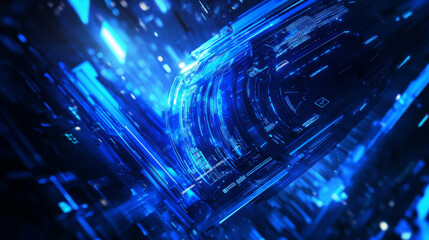 abstract futuristic background of blue glowing technology sci fi frame, hud ui, lower third button bar
