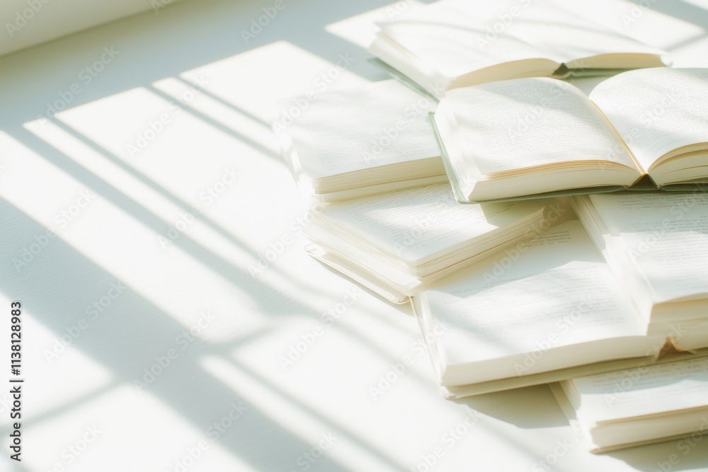 Poster Soft Sunlit Study Open Textbooks and Notes in Minimalist Calm