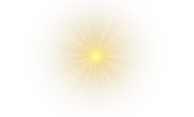 Png yellow light effect reflections, neon illumination in yellow colors. Bright light lens. Png spotlight spark. Stadium Lighting. Sunlight, Shiny stars, glowing sparks. Vector