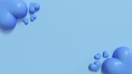 Valentine 3D Love Illustrations - Charming and Cute Visual Design in Blue 4K