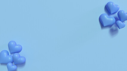 Valentine 3D Love Illustrations - Charming and Cute Visual Design in Blue 4K