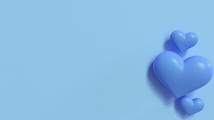 Valentine 3D Love Illustrations - Charming and Cute Visual Design in Blue 4K