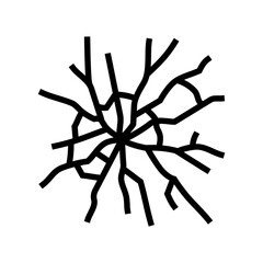 fractured glass fracture line icon vector. fractured glass fracture sign. isolated contour symbol black illustration