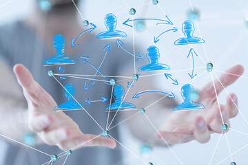 Neural network 3D illustration. Big data and cybersecurity