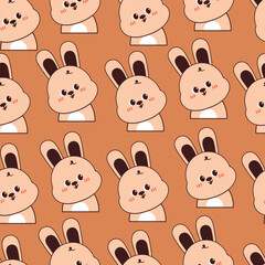 seamless pattern cartoon pink bunny. cute animal wallpaper for background, gift wrap paper