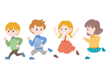 元気にかけっこをする子供たち