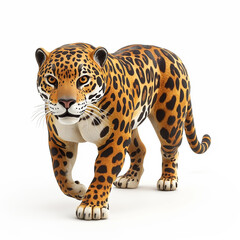 Obraz premium 3D leopard walking, isolated on a white background