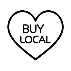 buy local heart icon, small business line art, business icon - simple black line art icon of buy local heart, for small business celebrations. business vector art.