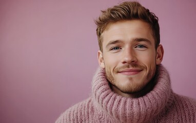 Obraz premium man smiling with sweatshirt in color background