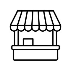 local market stall icon, small business line art, business icon - simple black line art icon of local market stall, for small business celebrations. business vector art.