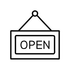 small business storefront sign icon, small business line art, business icon - simple black line art icon of small business storefront sign, for small business celebrations. business vector art.