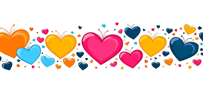 A whimsical Valentine's Day postcard featuring a border of colorful butterfly and heart motifs fluttering around the edges. The butterflies are depicted in bright colors like red, pink, orange, 