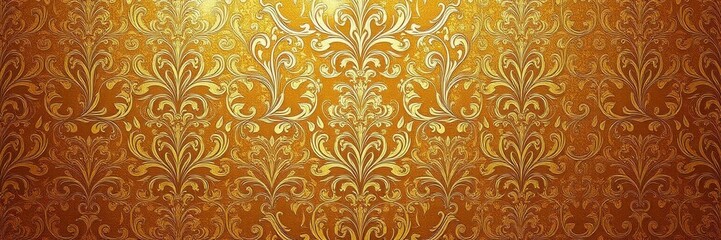 Intricately designed luxury wallpaper featuring seamless golden floral pattern, wallpaper, texture, ornate