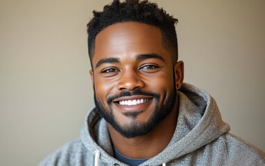 man smiling with sweatshirt in color background
