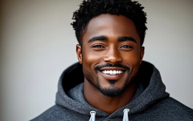 man smiling with sweatshirt in color background