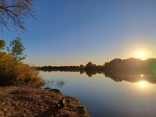 sunset over the river