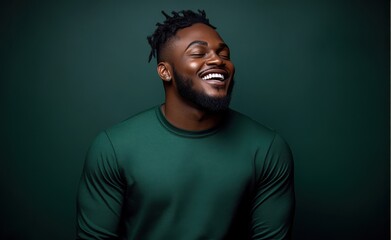 Fototapeta premium man smiling with sweatshirt in color background