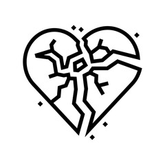 broken heart fracture line icon vector. broken heart fracture sign. isolated contour symbol black illustration